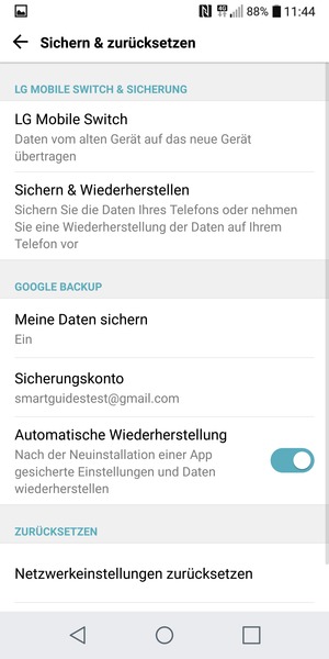 Wählen Sie Sicherungskonto