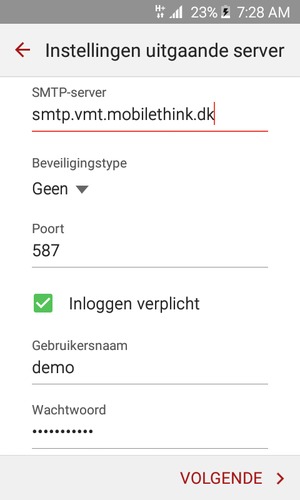 Voer Uitgaand serveradres in