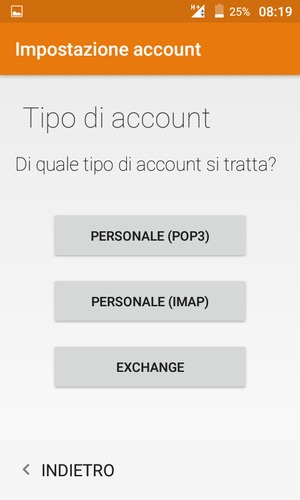 Seleziona PERSONALE (POP3) o PERSONALE (IMAP)