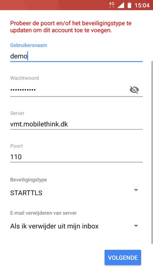 Scroll naar en selecteer Beveiligingstype