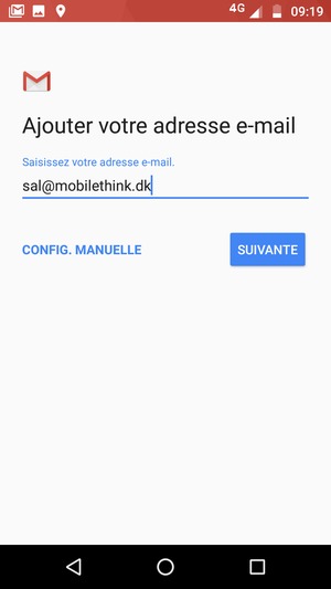 Saisissez votre adresse e-mail et sélectionnez SUIVANTE