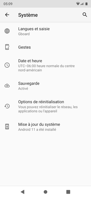 Sélectionnez Mise à jour du sysmème