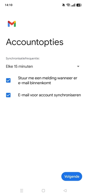 Selecteer Volgende