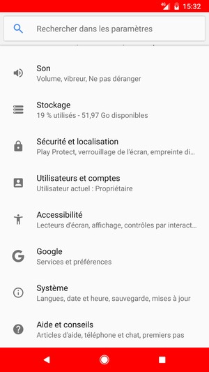 Faites défiler et sélectionnez Sécurite et localisation