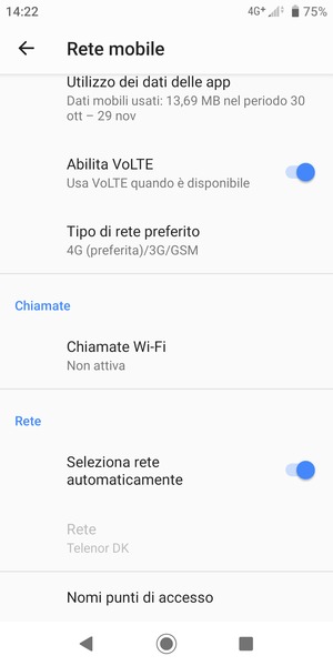 Scorri e seleziona Nomi punti di accesso