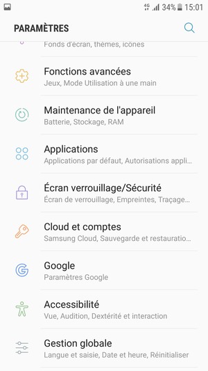 Faites défiler et sélectionnez Écran verrouillage/Sécurité