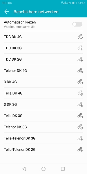 Selecteer een netwerkoperator uit de lijst