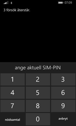 Ange din nuvarande SIM-PIN