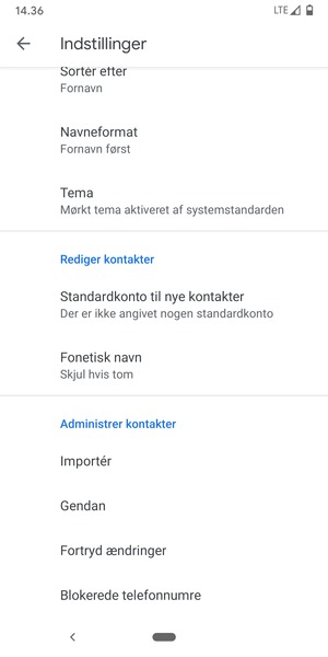 Scroll til og vælg Importér