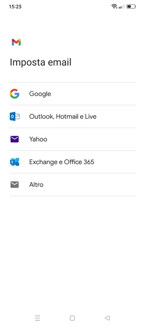 Seleziona Exchange e Office 365