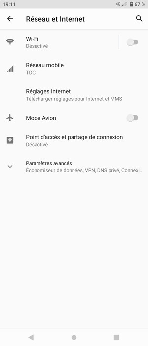 Sélectionnez Réseau mobile