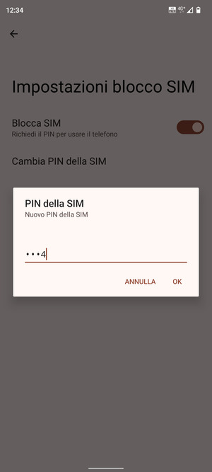 Inserisci Nuovo PIN della SIM e seleziona OK
