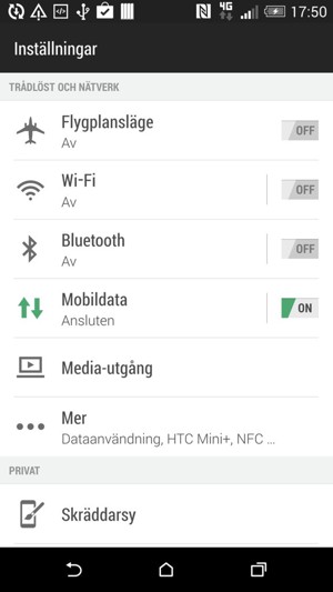 Välj Mobildata