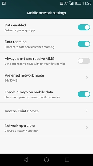 Turn Data roaming on or off