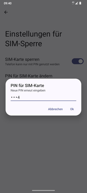 Bestätigen Sie Ihre neue PIN der SIM-Karte und wählen Sie Ok