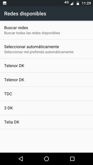 Seleccione un operador de red de la lista