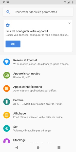 Sélectionnez Réseau et Internet
