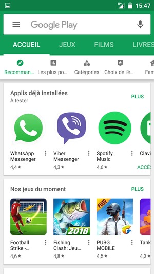 Sélectionnez la barre de Recherche