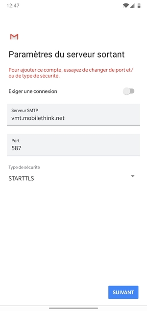 Sélectionnez Type de sécurité