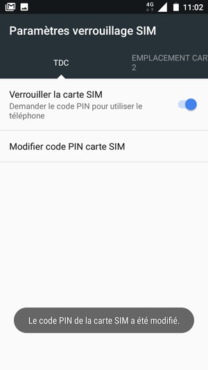 Votre code PIN de la carte SIM a été modifié