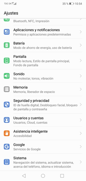 Desplácese y seleccione Seguridad y privacidad