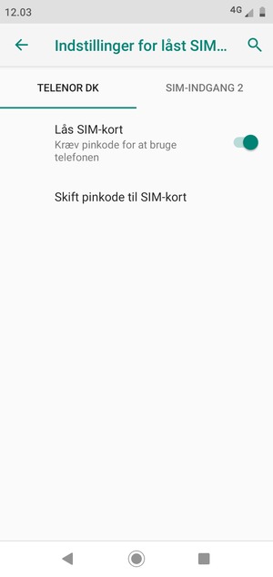 Vælg Public og Skift pinkode til SIM-kort