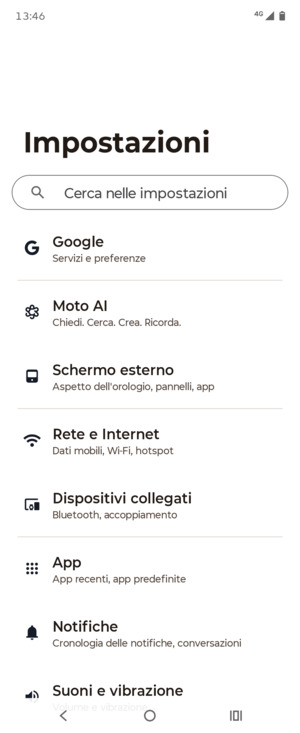 Seleziona Rete e Internet