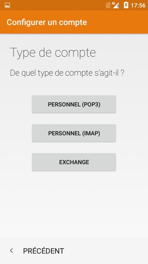 Sélectionnez PERSONNEL (POP3) ou PERSONNEL (IMAP)