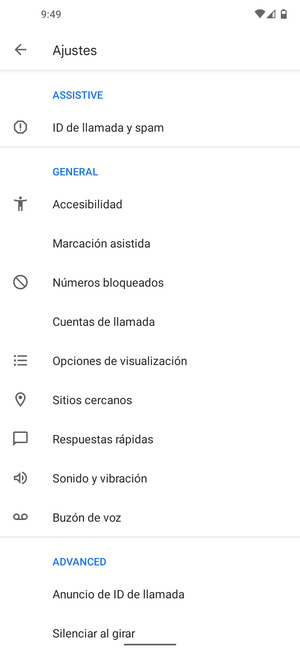 Seleccione Buzón de voz