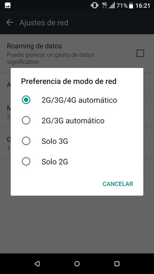 Seleccione la opción deseada