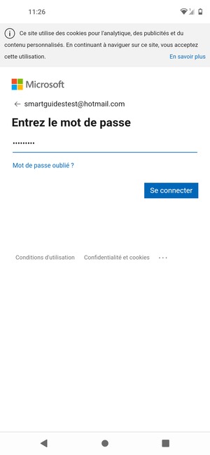 Saisissez votre mot de passe et sélectionnez Se connecter