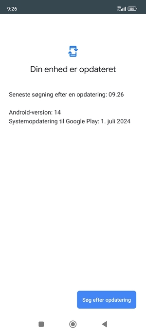 Hvis din telefon er opdateret, vil du se følgende skærmbillede