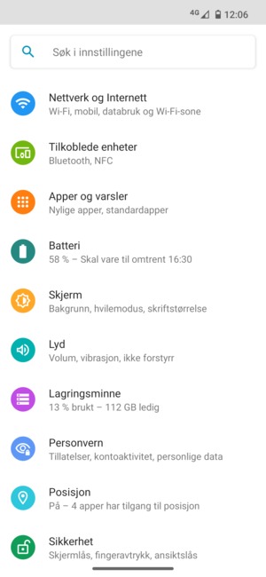Velg Nettverk og Internett