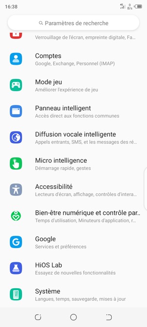 Faites défiler et sélectionnez Système