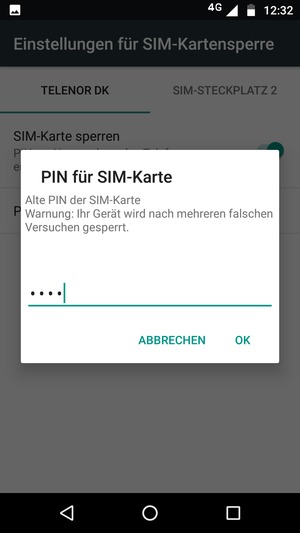 Geben Sie Ihre Alte PIN der SIM-Karte ein und wählen Sie OK