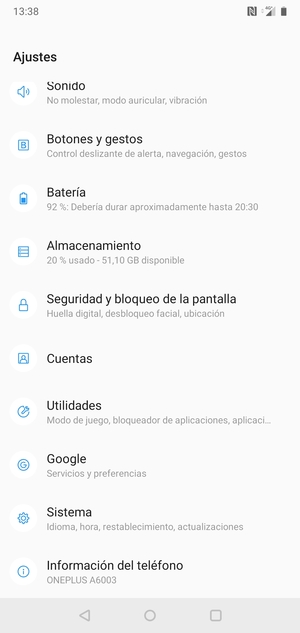 Vuelva al menú Ajustes y seleccione Cuentas