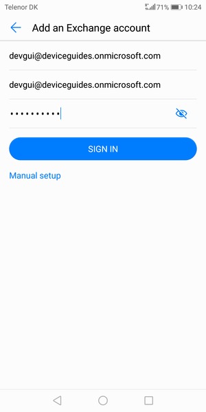 Enter your Email address, Username and Password. Select MANUAL SETUP