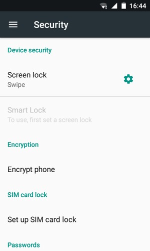 Select Screen lock