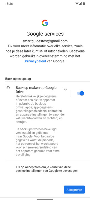 Selecteer Accepteren