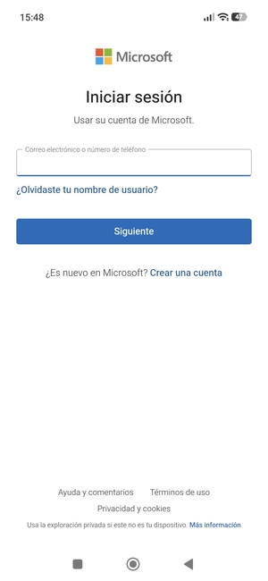 Introduzca su dirección de Hotmail y seleccione Siguiente