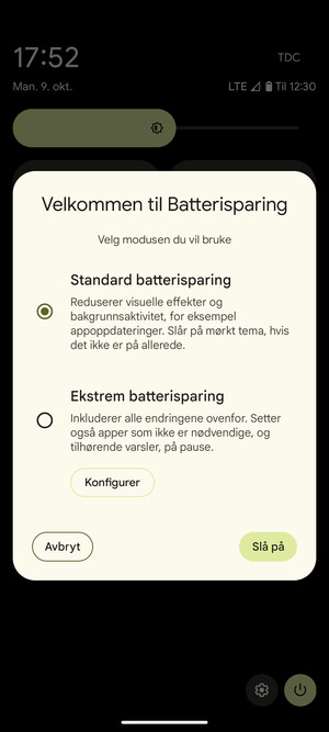Velg Slå på