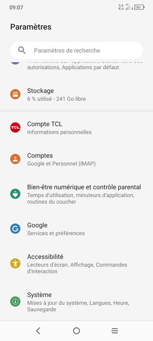 Faites défiler et sélectionnez Système