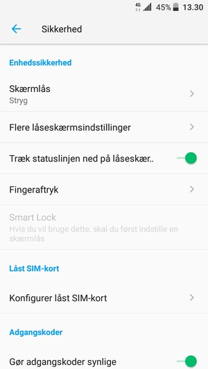 Vælg Konfigurer låst SIM-kort