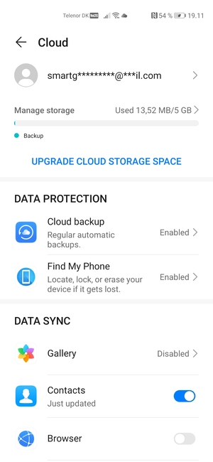 Select the services you would like to back up