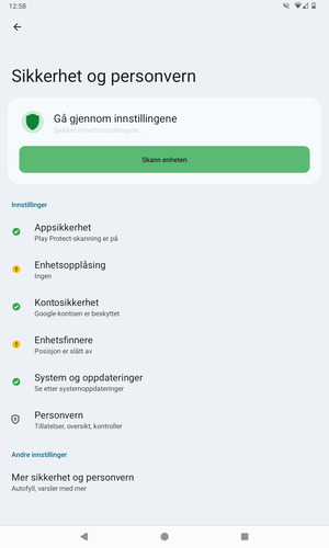 Velg Mer sikkerhet og personvern