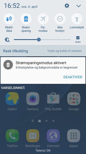 Slå på Strømsparing