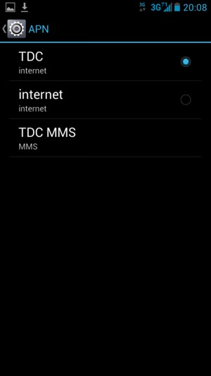Sélectionnez le point d'accès à Internet