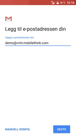 Skriv inn e-postadresse og velg NESTE