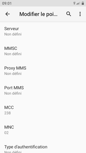 Faites défiler vers le bas et saisissez les informations MMS