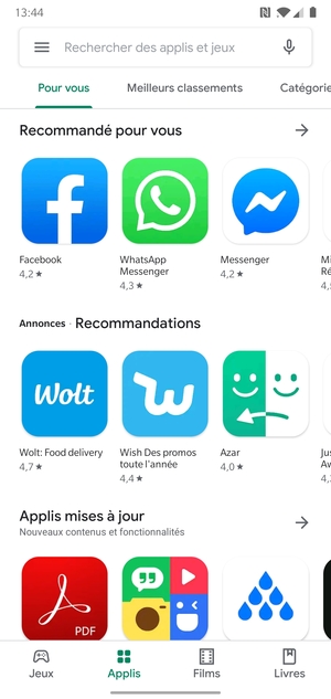 Sélectionnez la barre de Recherche